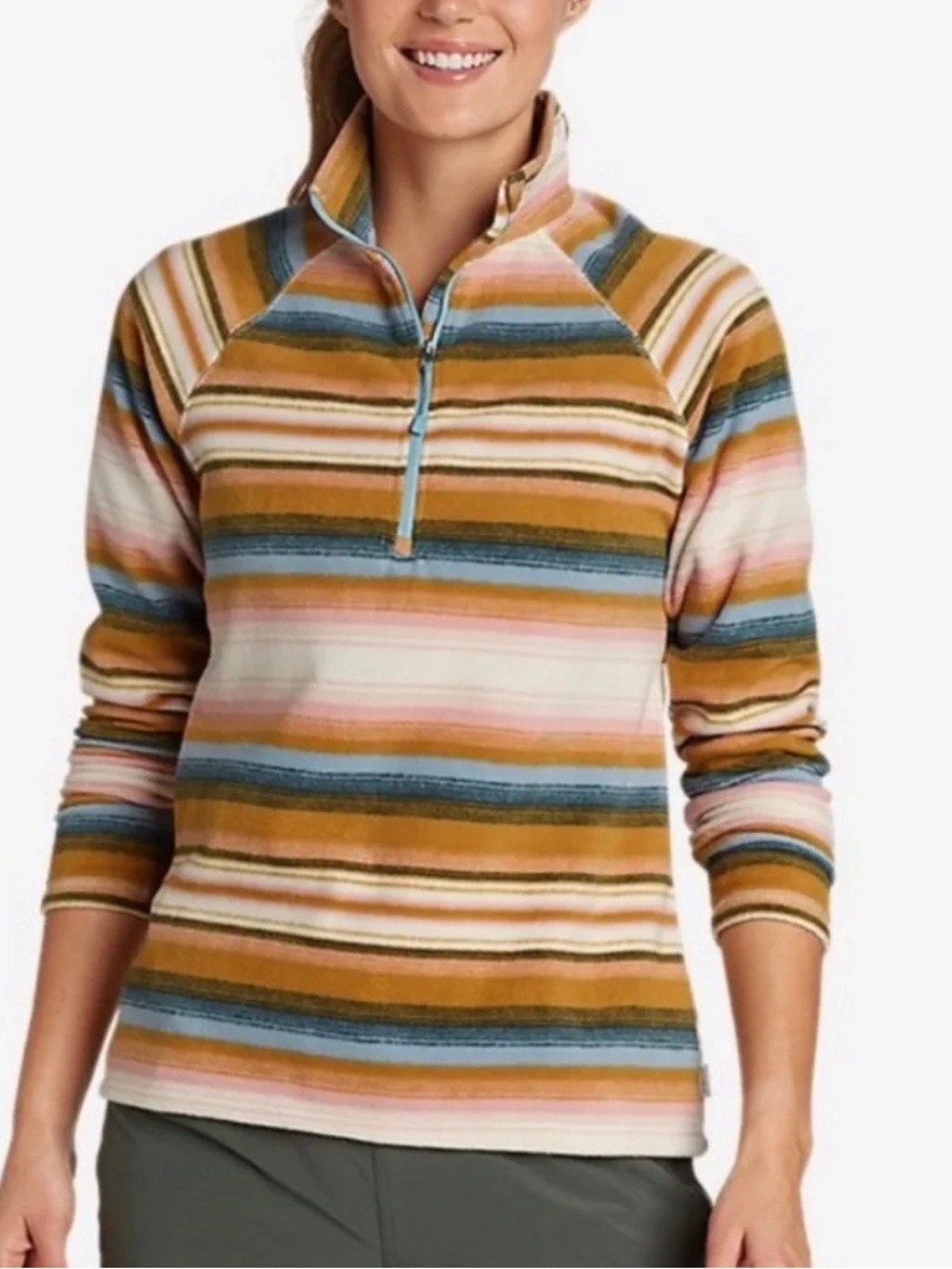 Eddie Bauer Striped Quarter-Zip Pullover NWOT